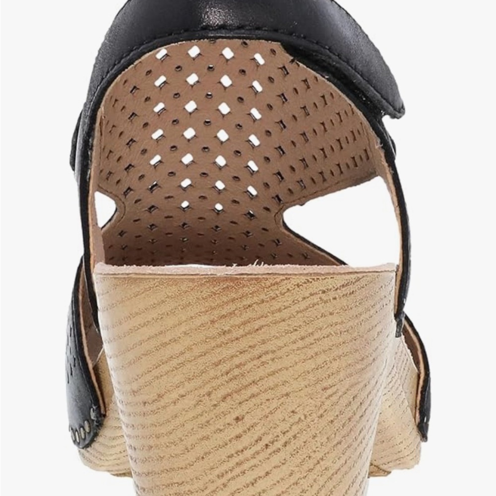 Dansko Black Laser Cut Peep Toe Sandals - Picture 6 of 7